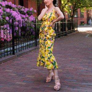 Farm Rio lemon midi dress Xs